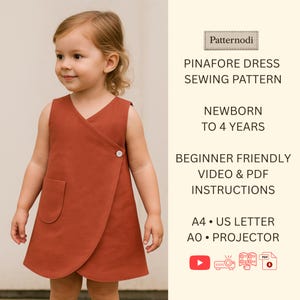 Baby Trägerkleid Schnittmuster: Neugeborenen bis 4 Jahre A4 A0 Projector File Video Tutorials