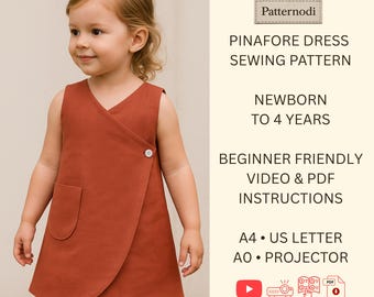 Patroon babyovergooier: pasgeboren tot 4 jaar A4 A0-projectorbestand videotutorials