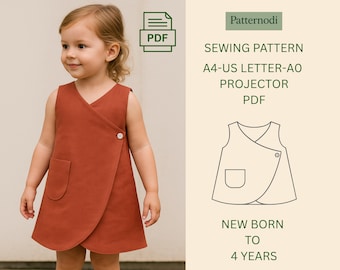 Baby Pinafore Pattern PDF Toddler Dress Newborn To 4 Years Easy A4 A0 Projector