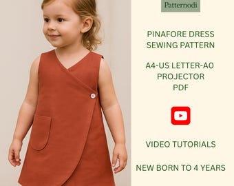 Baby Pinafore Pattern: Newborn to 4 Years A4 A0 Projector File Video Tutorials
