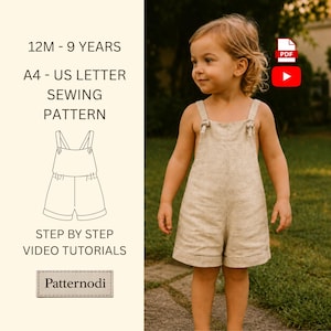 Baby Romper Pattern PDF A4 Short Overalls Sewing With Beginner Unisex Instructions