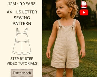 Baby Romper Pattern PDF A4 Short Overalls Sewing With Beginner Unisex Instructions