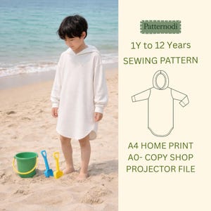 Hoodie Dress Pattern for Kids 1-12 Years, A4, A0 PDF, Projector File