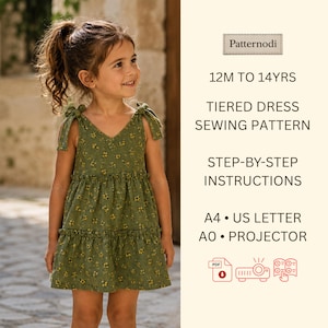 Schnittmuster für ein Stufenkleid – Mädchen-Sommerkleid (PDF) mit verstellbaren Trägern