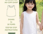 Kids Top Sewing PDF Pattern Easy Sleeveless Unisex Beginner Project Fast Summer Make