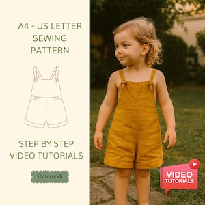 Baby Romper Schnittmuster PDF A4 Kurze Latzhose Nähen Mit Anfänger Unisex Anleitung