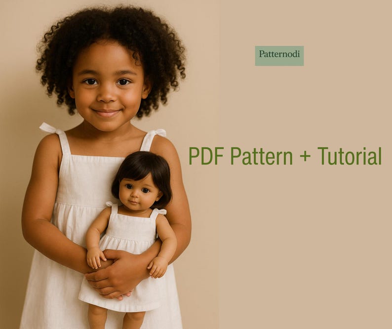 Girl Doll Dress PDF Sewing Pattern A4 Matching Sundress Tutorial ...
