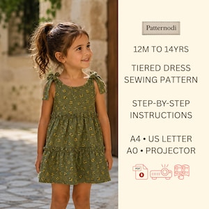 Stufenkleid Schnittmuster - Mädchen Sommerkleid PDF mit verstellbaren Krawattenträgern