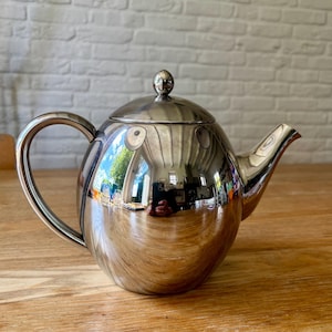 Vintage WEIS Double-Walled Stainless Steel Teapot 1L | German Modernist Tea Pot | Insulated Serving Teapot