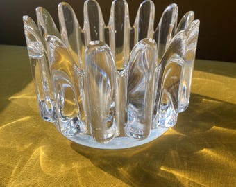 Bol de cristal Orrefors “Princess” firmado por Sven Palmqvist – Centro de mesa de cristal artístico sueco – Década de 1970