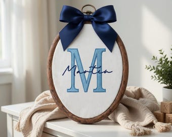 Personalized Name Monogram Hoop Sign, Monogram hoop decor, Nursery name sign, Embroidery hoop baby, Custom name nursery