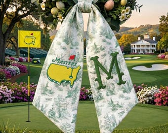 Personalized Golf Wreath Sash: Masters Inspired Monogram Door Hanger – Spring Decor