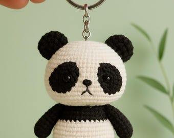 Crochet Panda Keychain | Handmade Amigurumi Plush Bag Charm