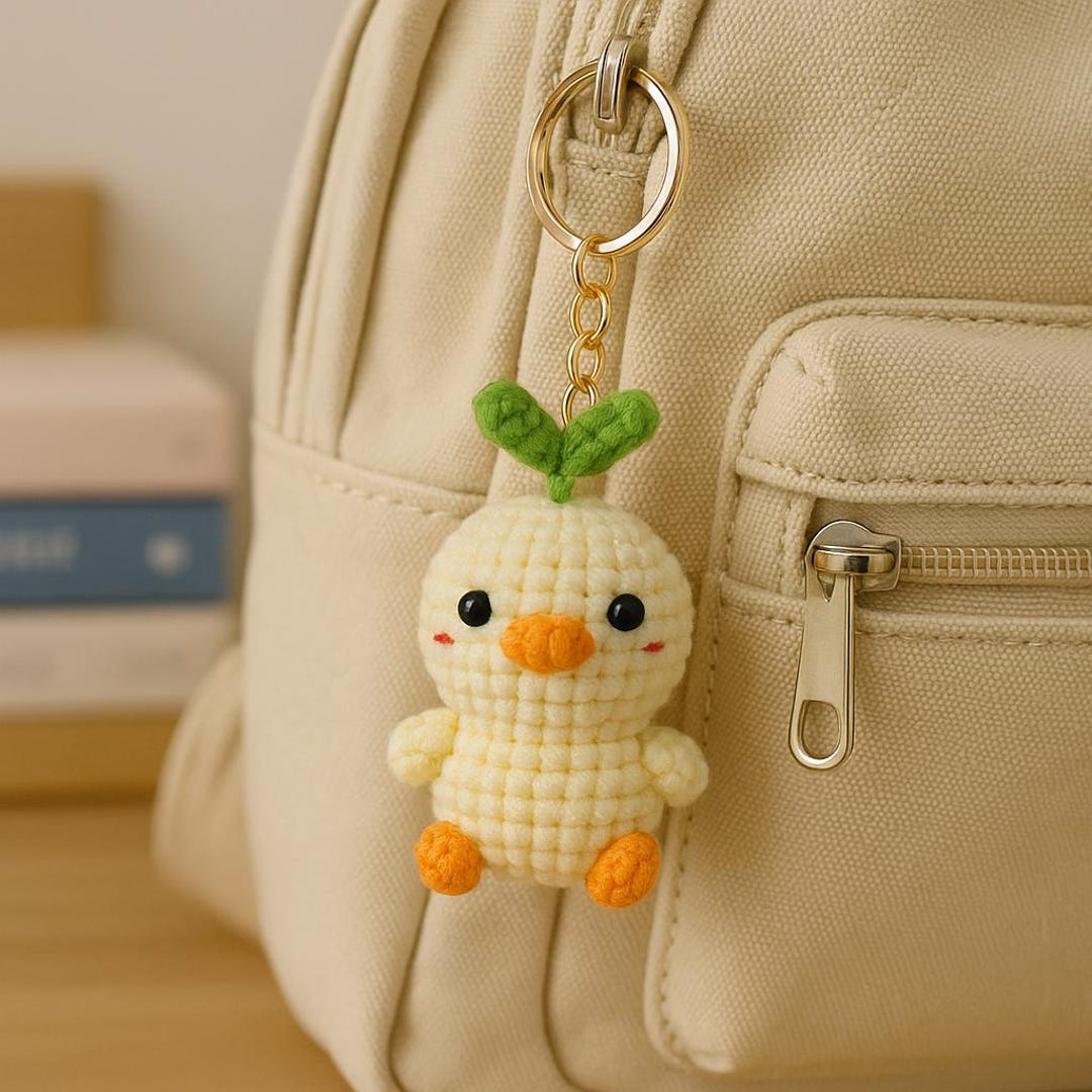 Adorable Crochet Chicken Keychain, Handmade Amigurumi Chick Charm With ...