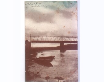 Mohawk River Bridge Near Amsterdam, NY. Antique 1910 Canceled Postcard