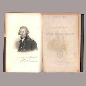 Richard Brinsley Sheridan Memoirs  by Thomas Moore, Volume 1. 1866 Book Issued by Widdleton