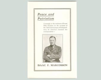 Peace & Patriotism. Rare 1919 Pamphlet Announcing a Talk on WWI, by Isaac Marcosson, Paper Ephemera