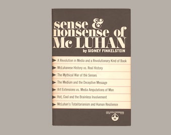 Sense & Nonsense of McLuhan by Sidney Finkelstein Critical Commentary from the Left on McLuhan's Thought 1st Edition Vintage Book Paperback