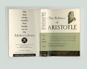 Aristotle The Politics Translated by Benjamin Jowett Modern Library Book No. 228 Vintage Book from 1970