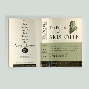 Aristotle The Politics Translated by Benjamin Jowett Modern Library Book No. 228 Vintage Book from 1970