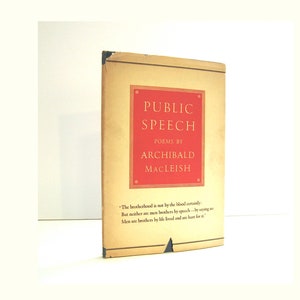 Public Speech: Archibald MacLeish Poems, 1936 2nd Printing