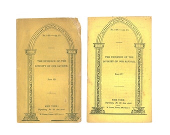 Evidence of Divinity by Frederick Dalcho, Parts 3 & 4. Gospel of John. Protestant Episcopal Tract Society. Two 1840 Pamphlets Issued in NYC