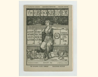 The Bookbuyer August 1896, Pieces on Friedrich Nietzsche, William Winter, Naturalist -  Artist William Hamilton Gibson, Antique Magazine