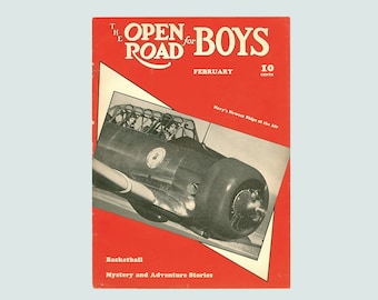 The Open Road for Boys Magazine February 1942, World War II, Naval Aviation, Jeeps, Basketball, Adventure Stories, Vintage Periodical