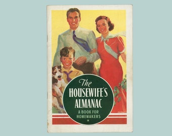 Kellogg's All Bran Advertising Booklet, Housewife's Almanac 1938, Happy Family, Great Pre-War Cover Art by Walter Stock Oschman Vintage Book