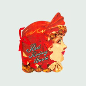 Red Riding Hood Facsimile Issue of a Victorian Era Die Cut Book Shaped like Mary&#39;s Head, Published in 1984 by Merrimack, Classic Fairy Tale