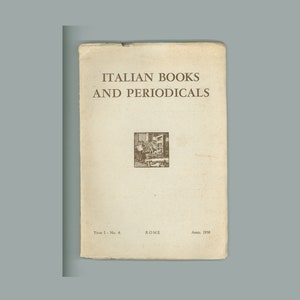 Italian Books and Periodicals, April 1958, Midcentury Italian Publishing Vintage Book, English Edition