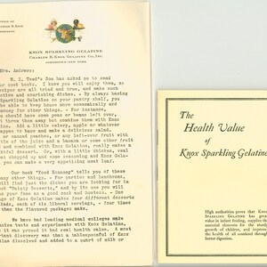1924 Knox Gelatine Health Booklet & Letter - Johnstown NY Ephemera