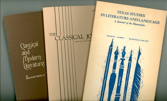 3 Vintage Academic Journals: Classical and Modern Literature 1989, Classical Journal 1985, Texas Studies in Literature & Language 1974 3 Vintage Academic Journals: Classical and Modern Literature 1989, Classical Journal 1985, Texas Studies in Literature & Language 1974