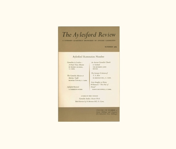 Aylesford Review, Summer 1965, English Carmelite Periodical, Restoration of the Priory, T S Eliot, Mission at Merthyr Tydfil Vintage Book Aylesford Review, Summer 1965, English Carmelite Periodical, Restoration of the Priory, T S Eliot, Mission at Merthyr Tydfil Vintage Book