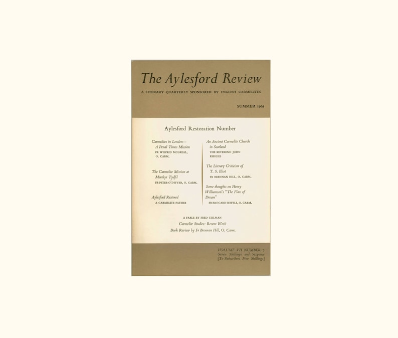 Aylesford Review, Summer 1965, English Carmelite Periodical, Res
