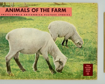 Animals of the Farm 1946 Encyclopedia Britannica Picture Story, True Nature Series Book, Black and White Stills from a Movie, Vintage Book