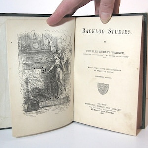 Charles Dudley Warner, Backlog Studies, Essays and Light Fictions, 1886 Edition Issued by Houghton Mifflin Deaccessioned Library Book