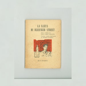 La Santa Di Bleecker Street, Gian Carlo Menotti, Tiny Paperback Book Opera In Italian with Text only Issued 1955 by Ricordi in Milan