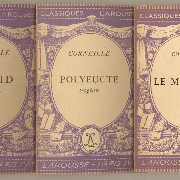 Pierre Corneille, Two Tragedies & a Comedy: Le Cid, Polyeucte, Le Menteur, 3 Paperback Volumes Classiques Larousse 1940s 1950s Vintage Books