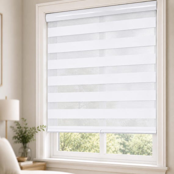 Zebra Shades For Windows , Cordless Zebra Blind | Free-Stop Dual Layer