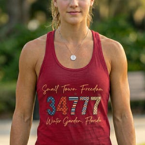 Small Town Freedom Zip Code Tank Top, Custom State City Zip Code Top, Florida State Tank Tops, 250th Anniversary Tops,4th of July Tank Top