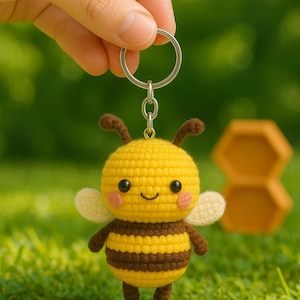 Crochet Bee Keychain | Handmade Cotton Amigurumi Plush