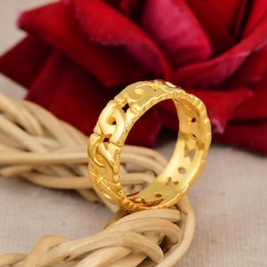 Eeuwigheidsring van 0,5 micron verguld zilver | Ingewikkeld filigraanpatroon | Traditionele, op India geïnspireerde ringen | Elegante statement sieraden