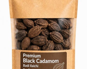 Baccelli di cardamomo nero / Badi Elaichi, spezia intera, aroma affumicato