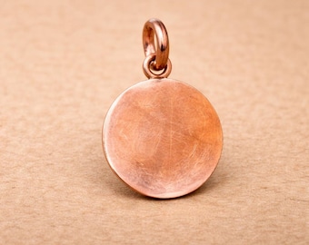 Pure Copper Round Disc Pendant | Handmade Astrological Energy Necklace