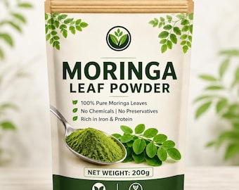 Pó de Folha de Moringa Orgânica 200g | Superalimento Puro de Moringa, Vegano, Não OGM