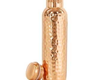 Pure Copper Water Bottle (1 Litre / 34 oz) – Hammered Ayurvedic Health Flask