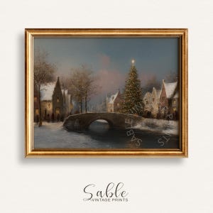 Snowy Christmas Street Scene - Vintage Printable Wall Art 24