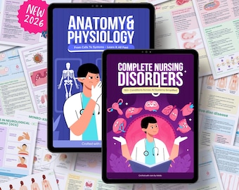 Anatomy & Nursing Disorders Complete Bundle | Human Anatomy, 150+ Diseases, Treatment, NCLEX Notes | Coloring Book