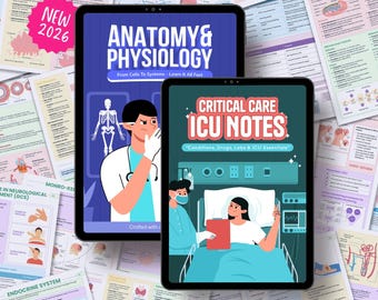 300+ Anatomy Vol 1 & 2 | ICU Critical Care Notes | ECG Cheat Sheets | Coloring Book